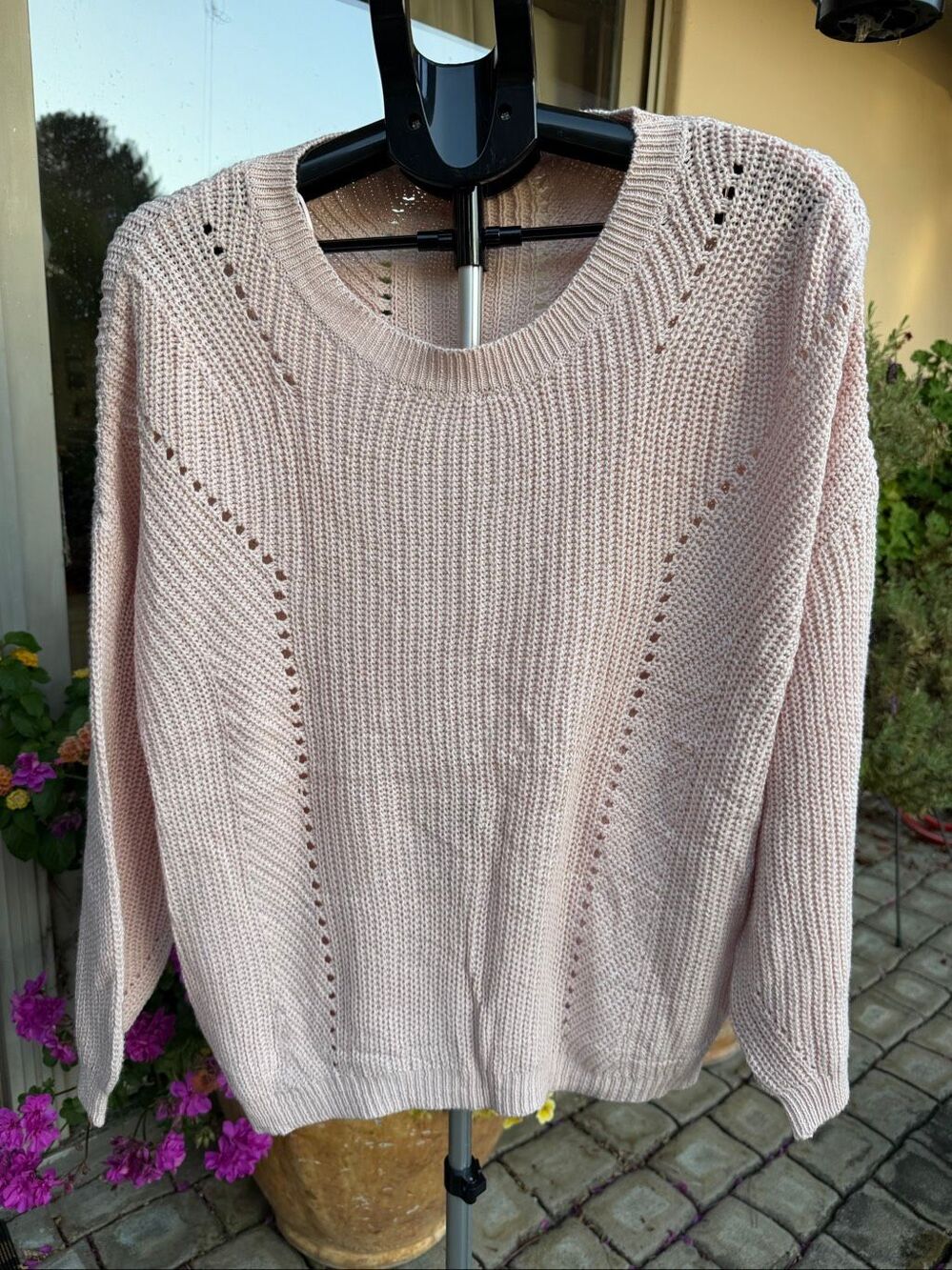 NWT Miracle, blush pink open knit pullover sweater